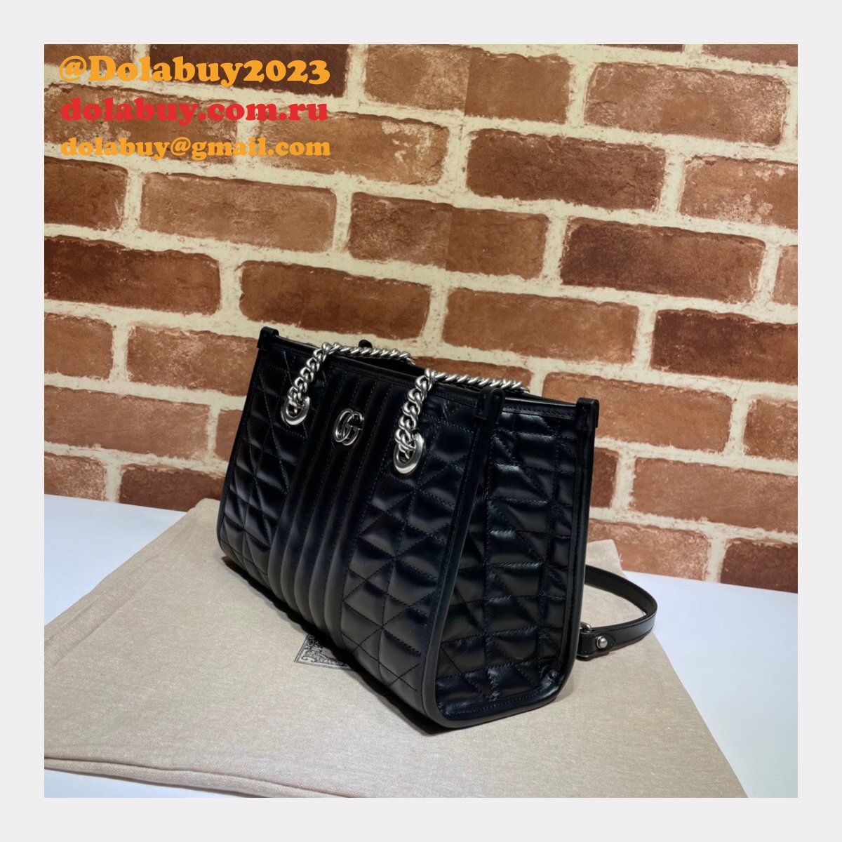 Replica Gucci 681483 GG Marmont Black Sale Bolsa Bag