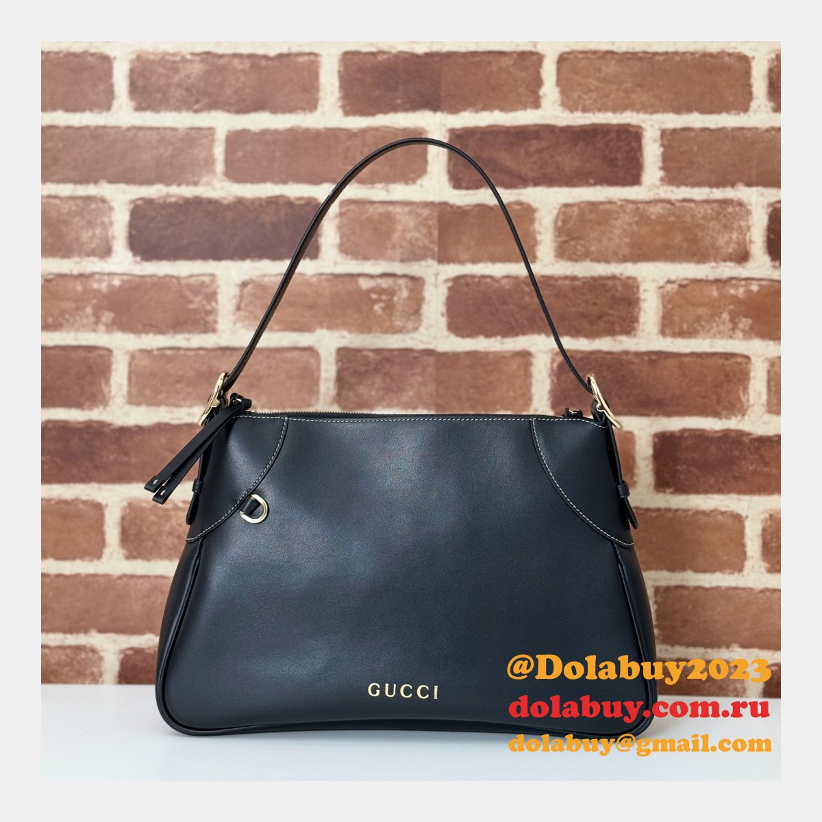Gucci Duplicate GG Emblem 815217 Shoulder Black Best Bag
