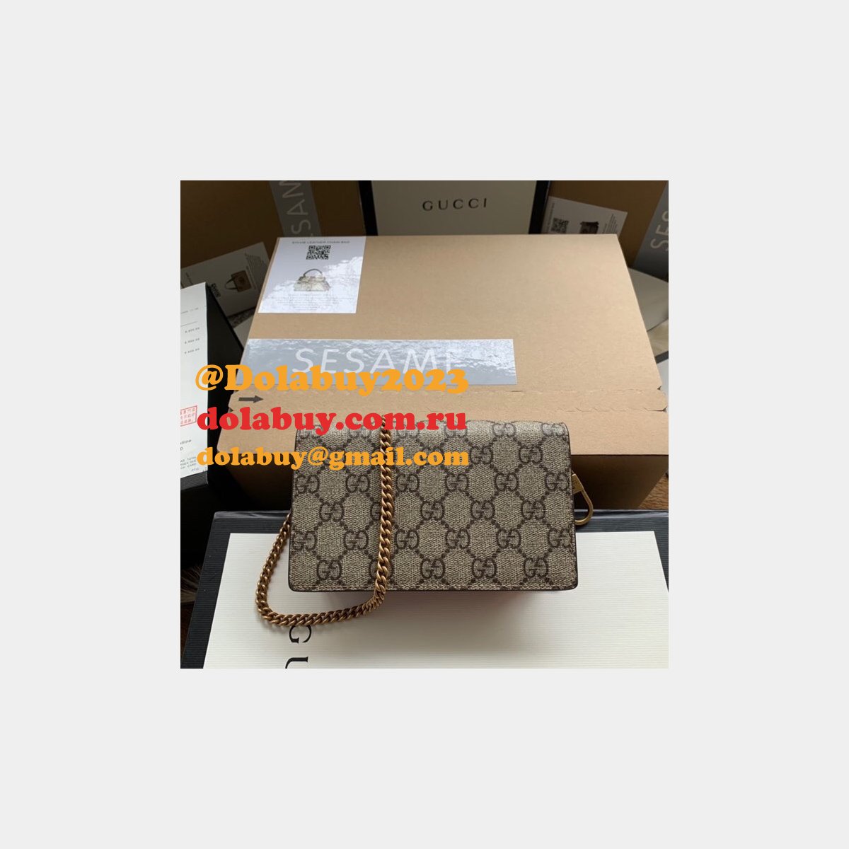 Gucci Designer Beige GG Supreme mini bag with cherries