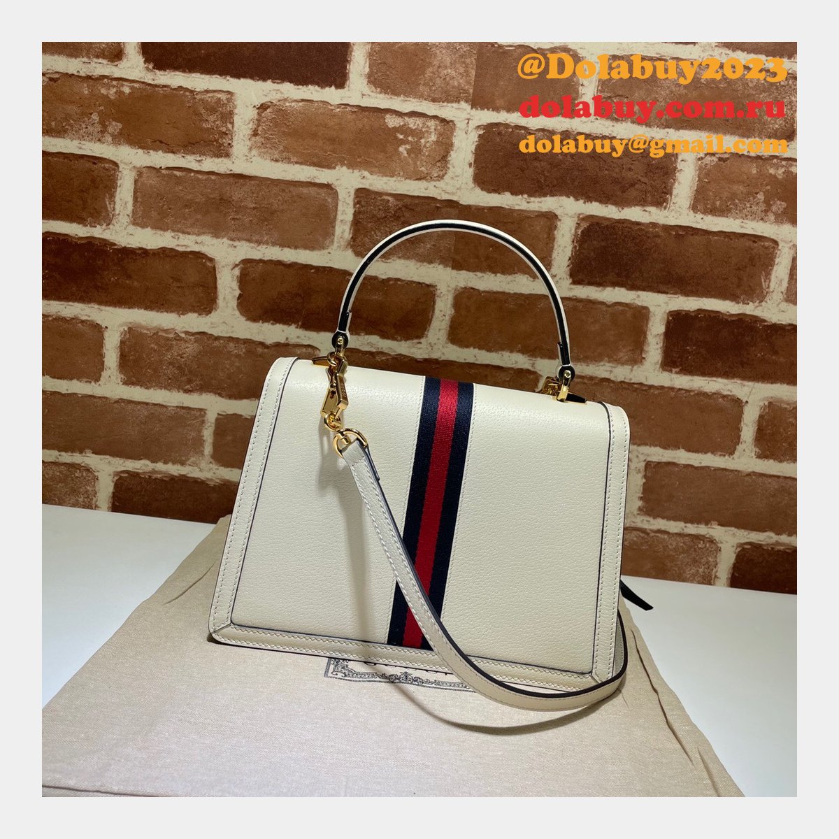 Gucci Black/Cream Ophidia small top handle Replica bag