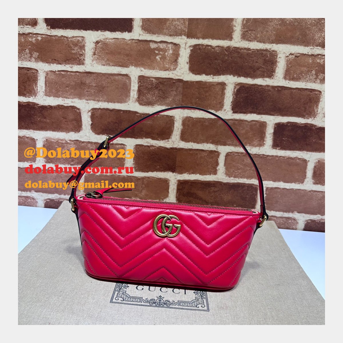 Gucci 1:1 Mirror GG Marmont 739166 Shoulder Red Fake Bag