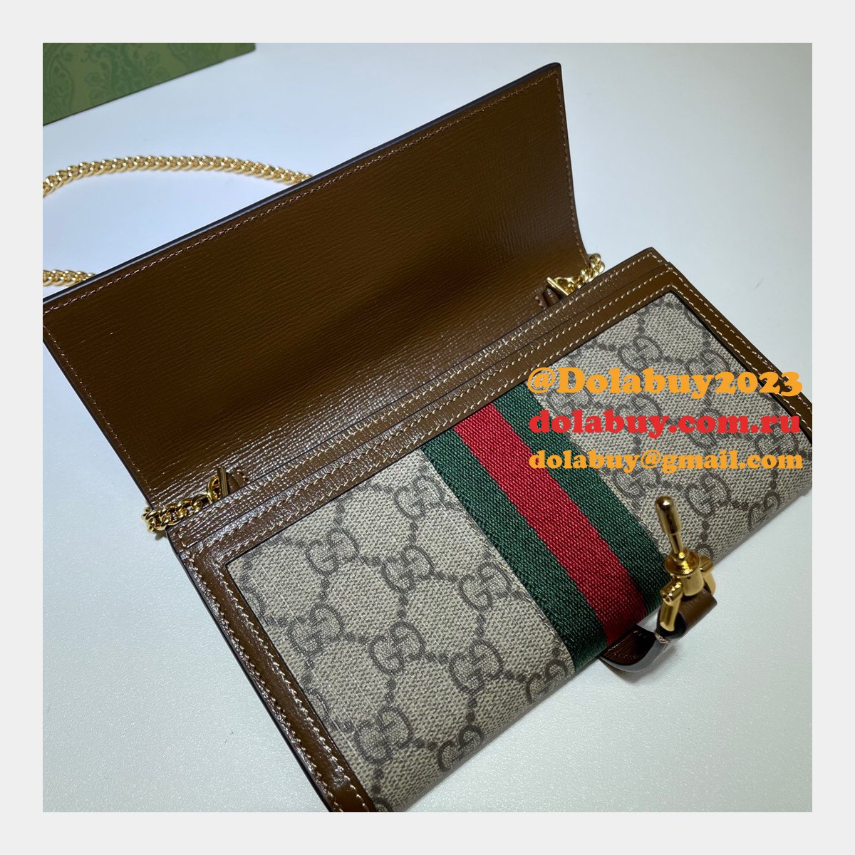 Gucci Replica Brown Jackie 1961 chain wallet 652681 bag