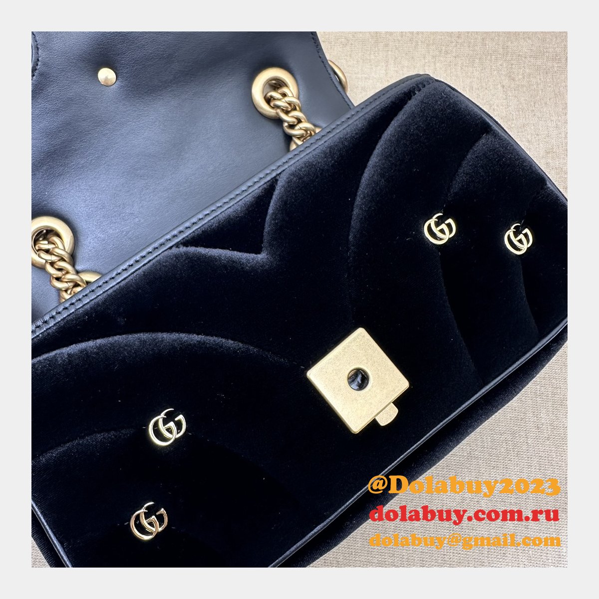 Affordable 446744 Black Marmont Top-Quality Fake Gucci Bags
