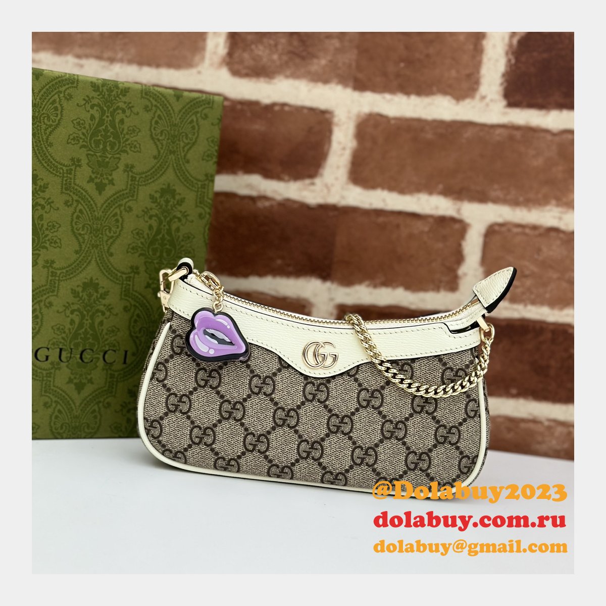 Inspired Gucci 784732 GG Super Mini Shoulder Charm Bag