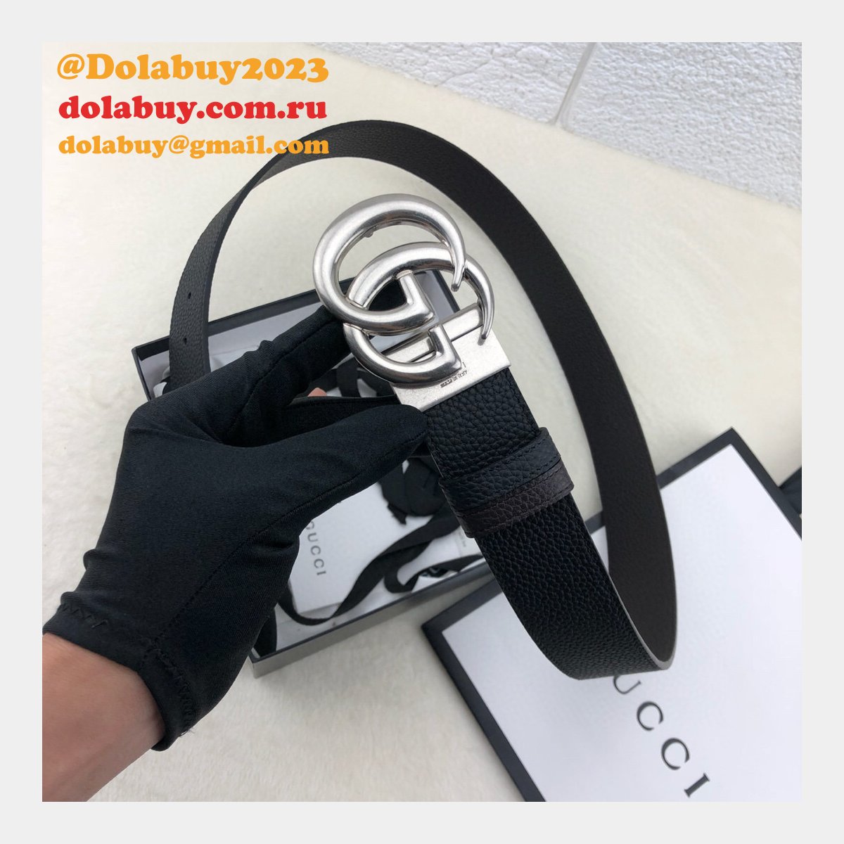 Luxury Gucci 38MM Double G Shop the New Replica Black Belts