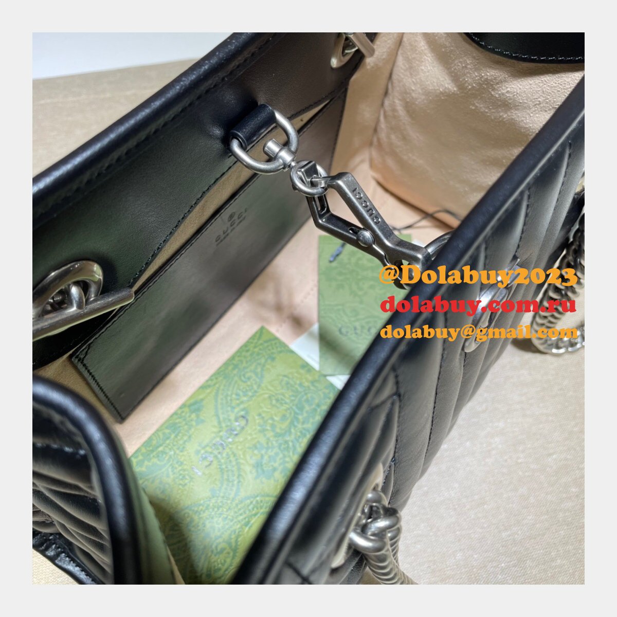 Replica Gucci 681483 GG Marmont Black Sale Bolsa Bag