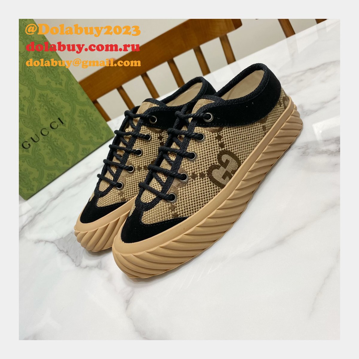 Perfect Dolabuy 1:1 Mirror Replica Gucci GG Canvas Shoes