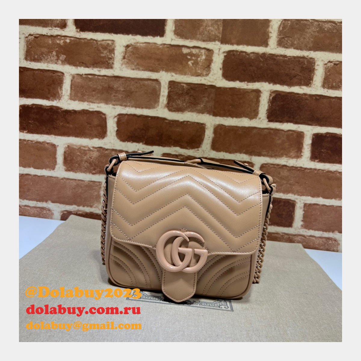 Perfect Gucci GG Marmont matelasse 739681 shoulder Fake bag