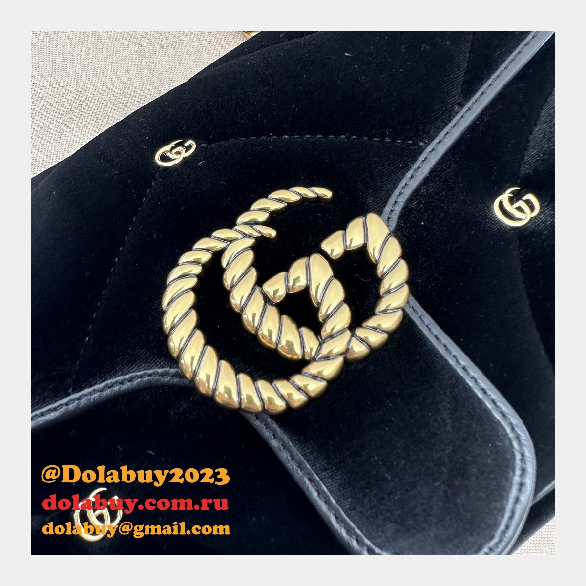 Black Velvet 443497 Gucci GG Marmont Matelassé Shilder Replica Bag
