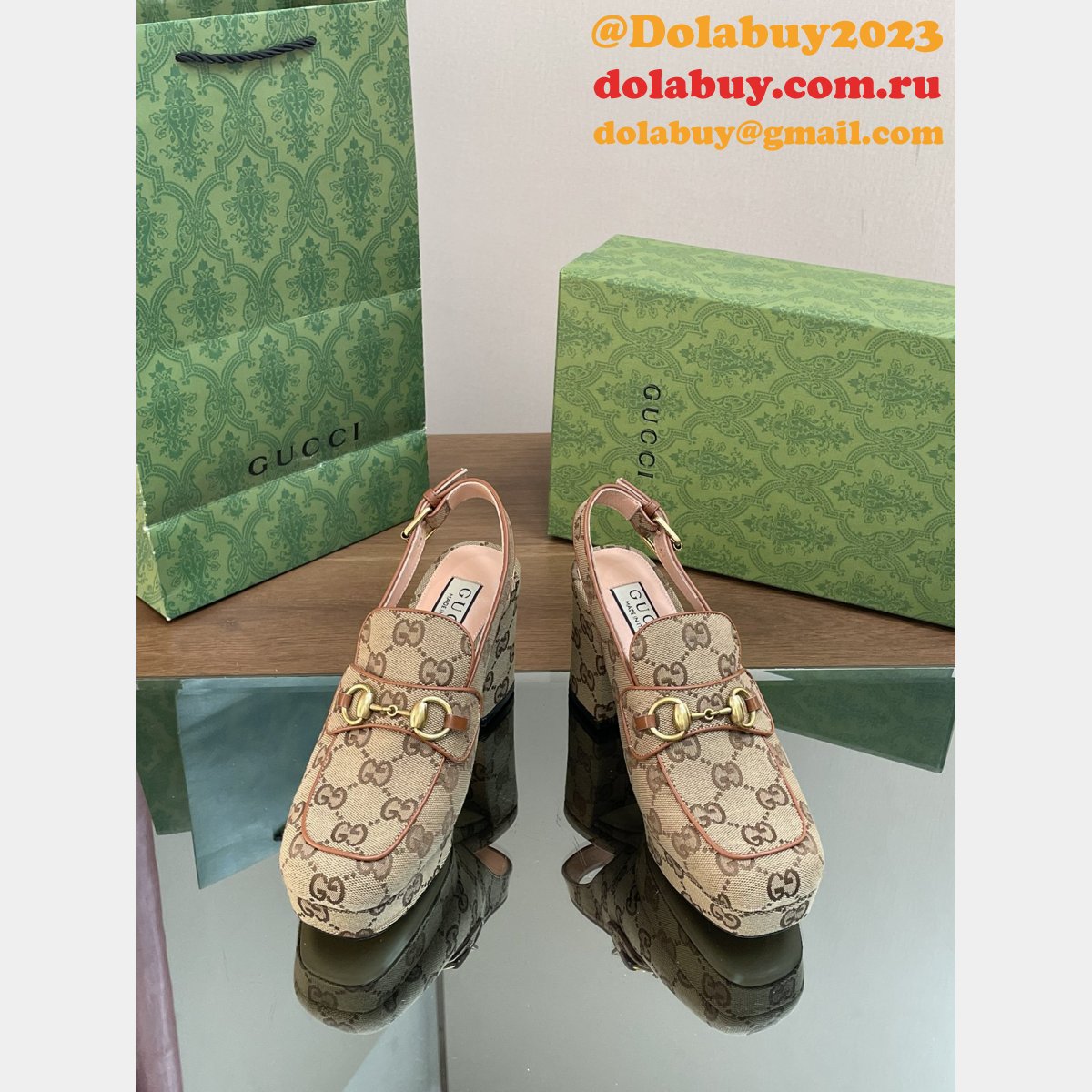 Lady Horsebit GG Gucci Replicas Slingback Pumps Shoes