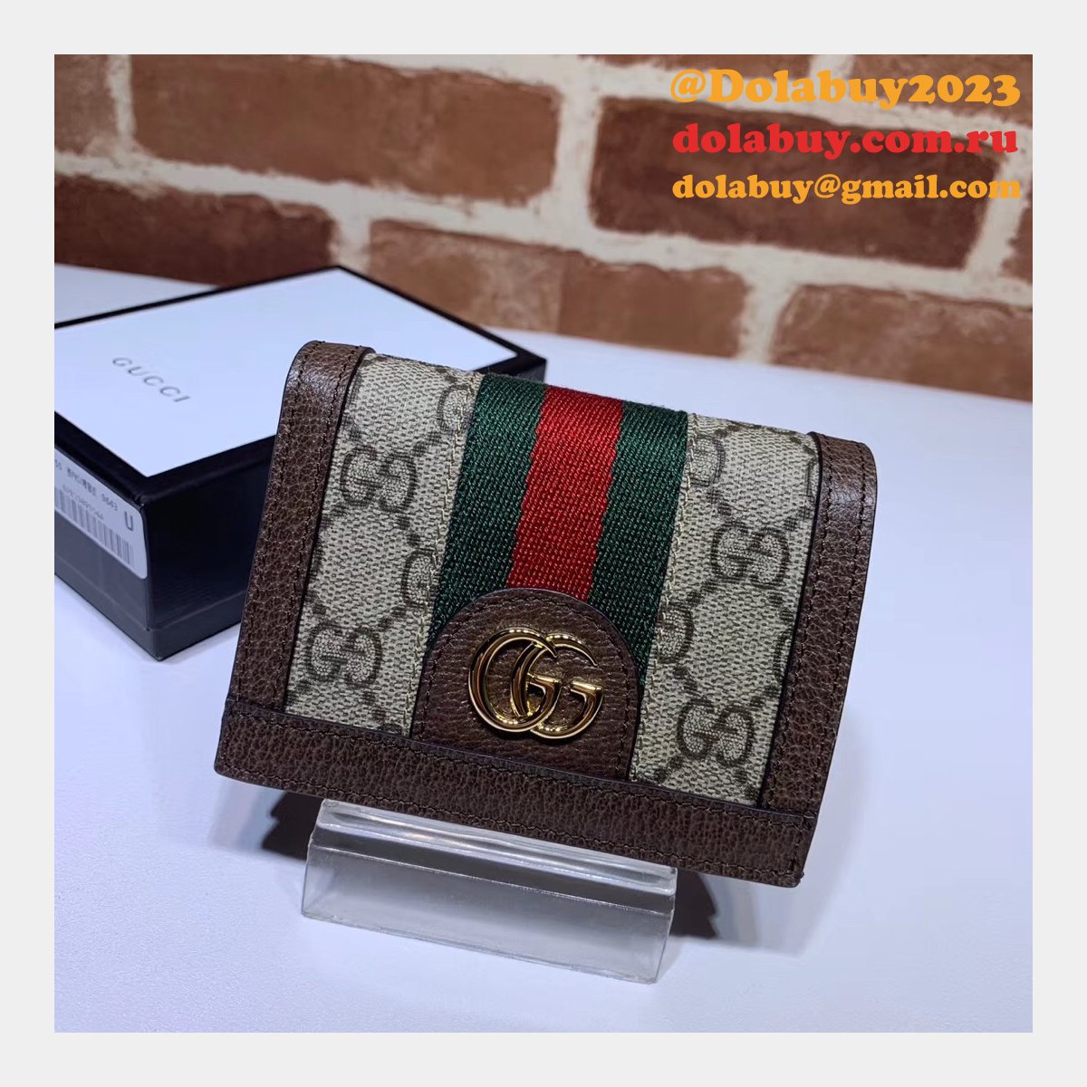Replica Gucci GG AAA+ Supreme Ophidia Card Case Wallet 523155