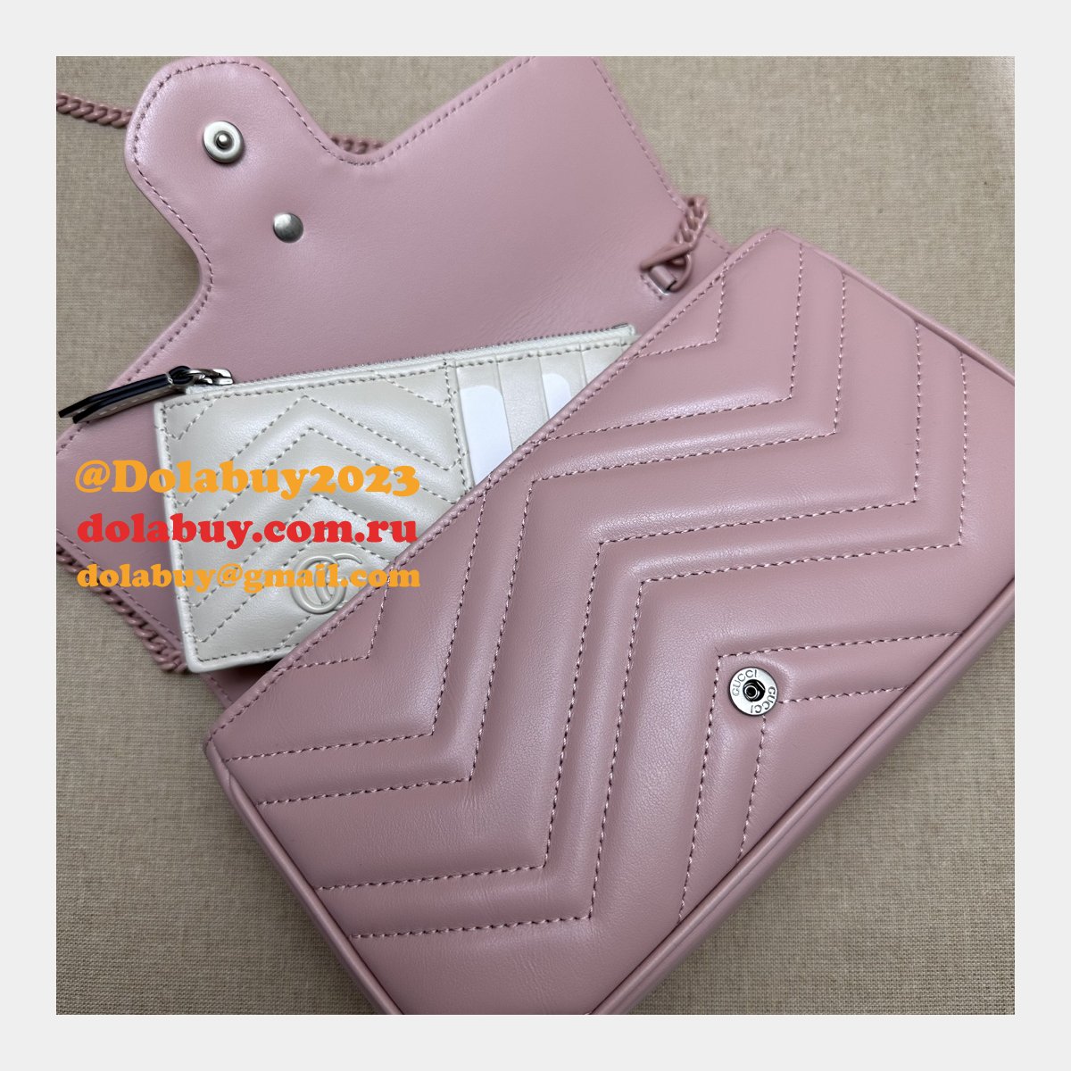 Inspired GG Marmont Crossbody Replica Gucci Pink 751526 Bag
