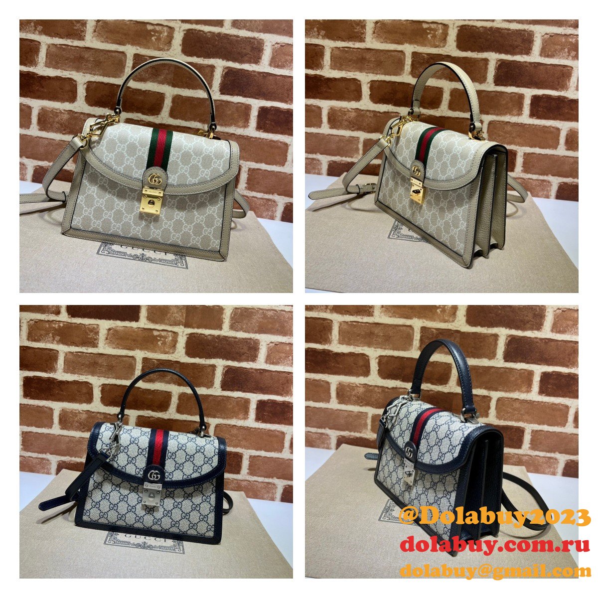 AAA+ Gucci 651055 Ophidia small top handle fake bag with Web