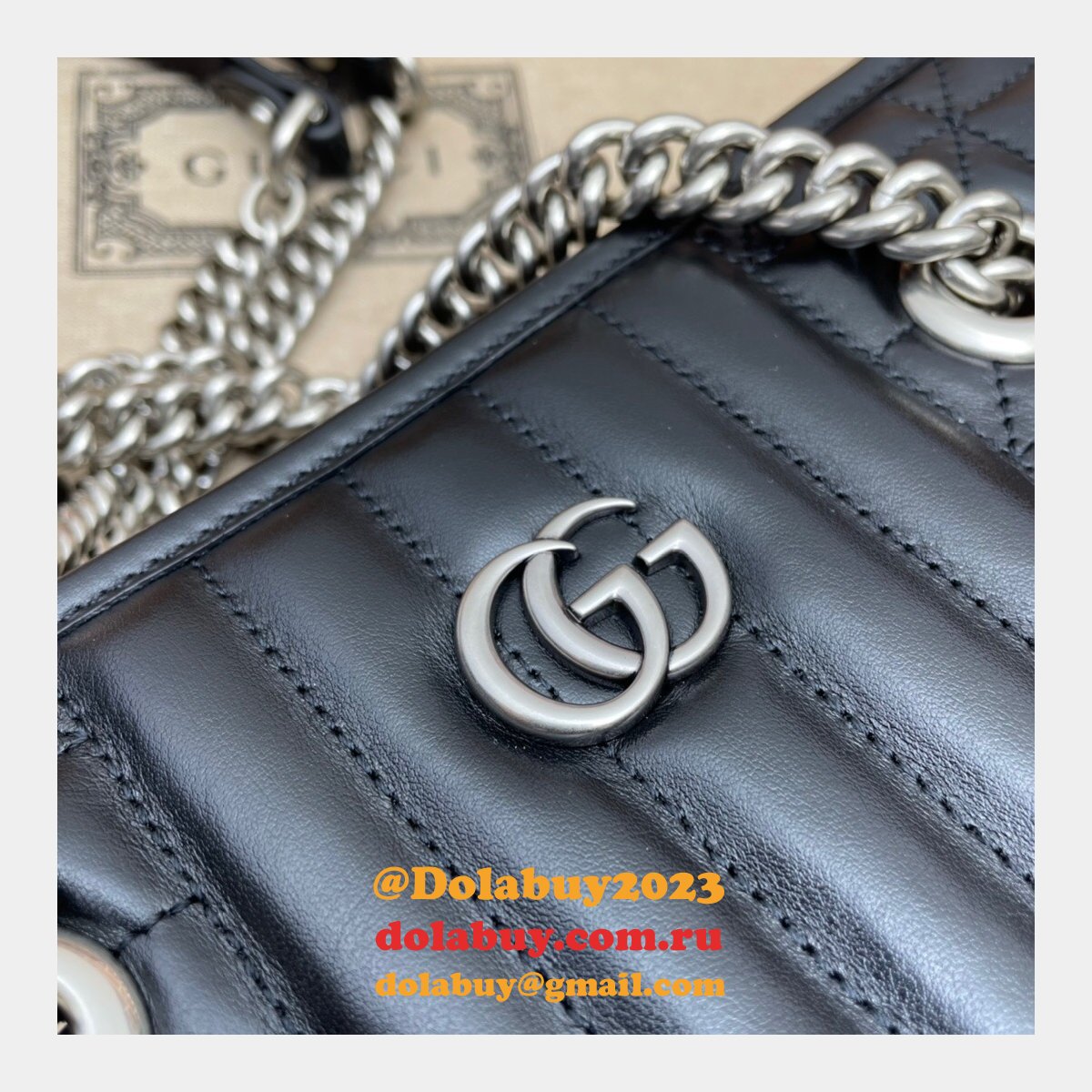 Replica Gucci 681483 GG Marmont Black Sale Bolsa Bag