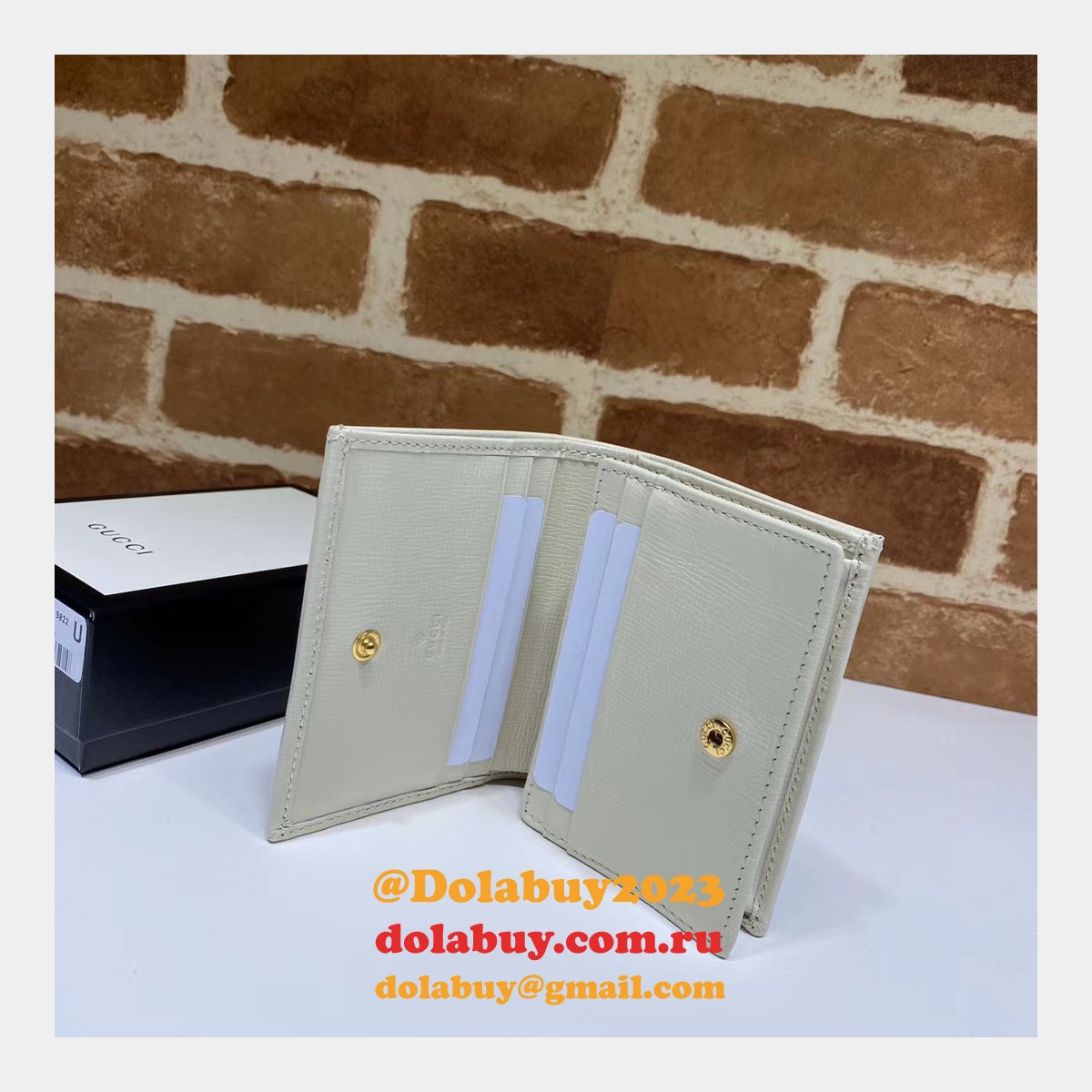 Top Quality Gucci Beige Fake 1955 Horsebit card case 621887 wallet