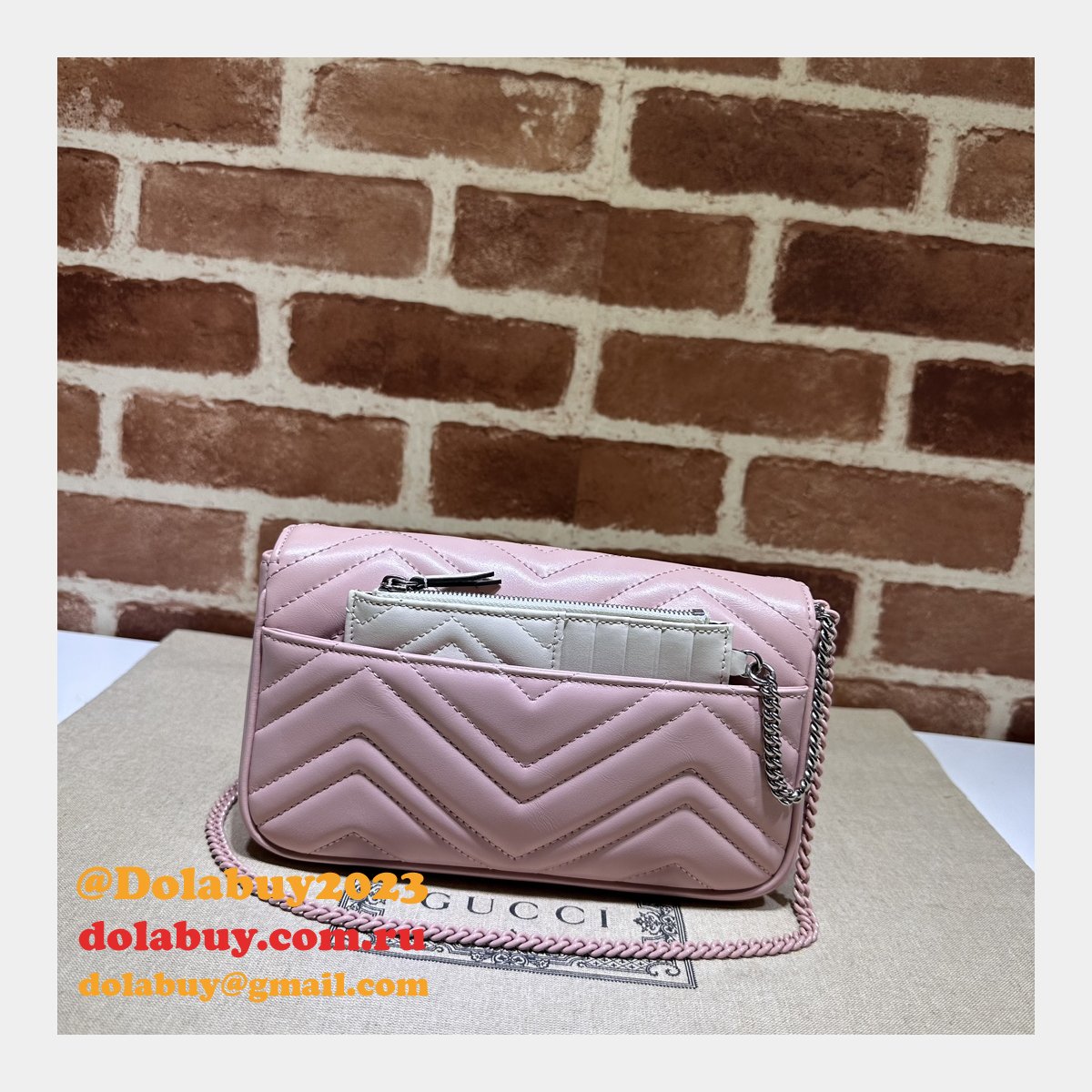 Inspired GG Marmont Crossbody Replica Gucci Pink 751526 Bag