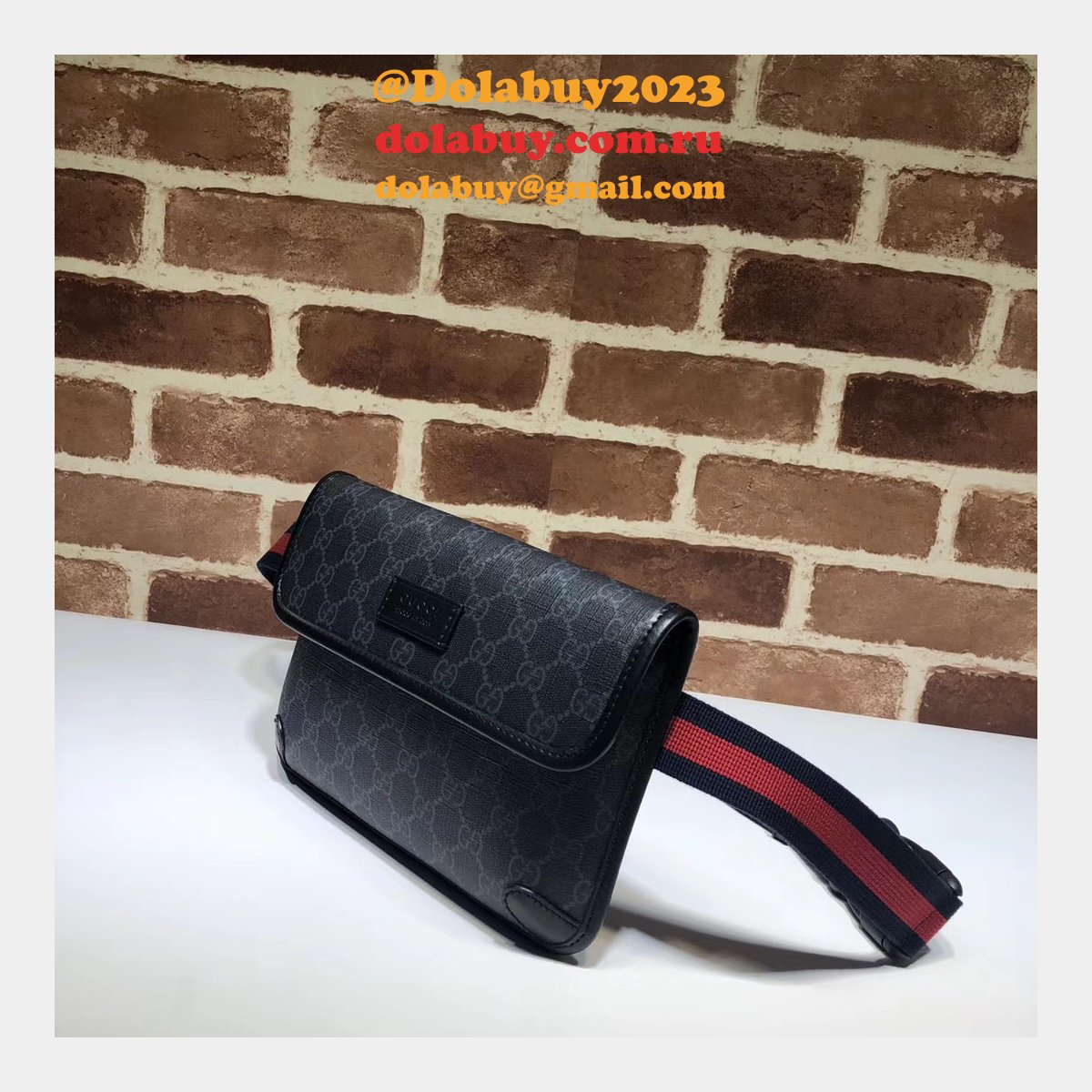 Gucci Top Quality 598113 GG Black belt bag