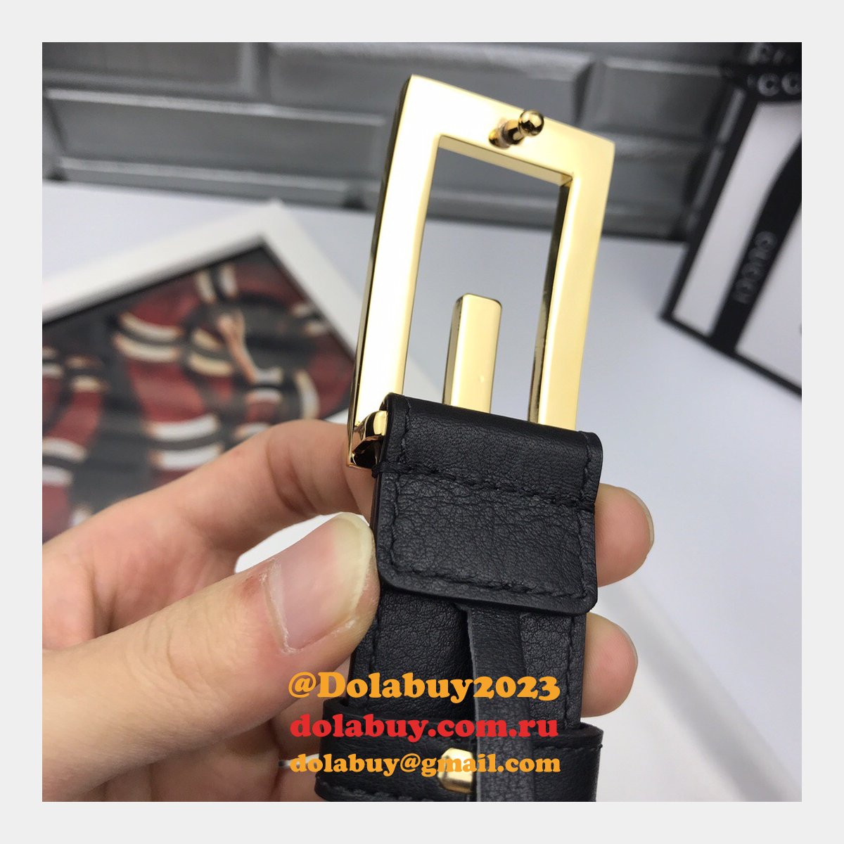 Luxury Gucci 35mm Buckle Black leather belt replica