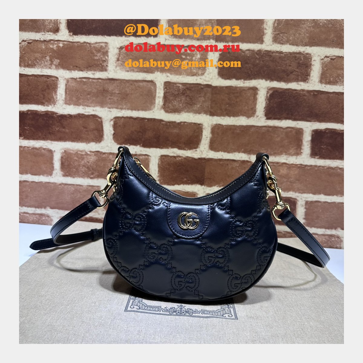 Gucci 1:1 Mirror 739736 GG Matelassé Designer Black/Pink Bag
