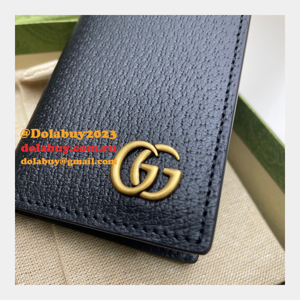 High Quality Gucci Replica 547075 GG Marmont card case in black leather