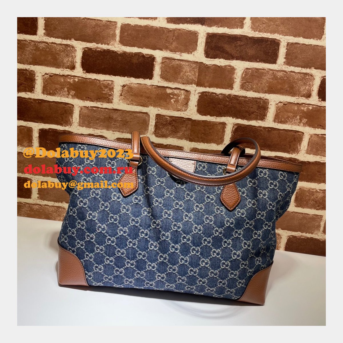 Dark blue Knockoff Gucci Ophidia GG medium tote 631685 Bag