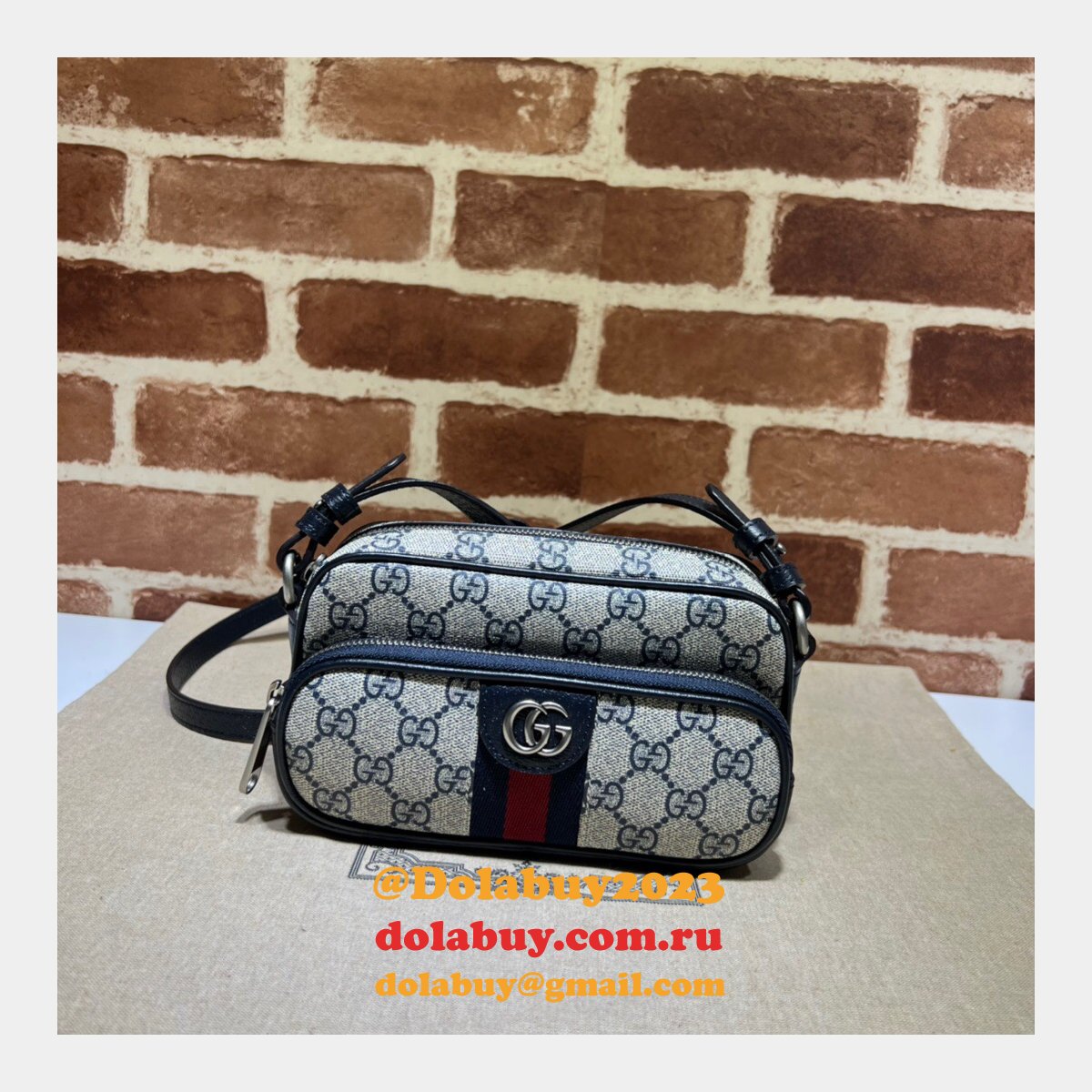 Brown/Blue Gucci Replica Ophidia GG 722557 Bag