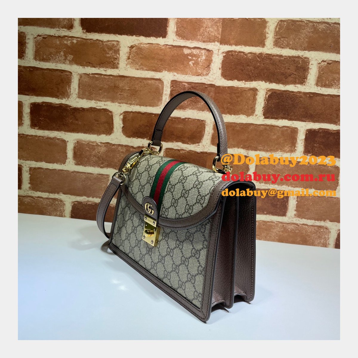Replica Gucci Ophidia 651055 GG top handle bag Brown