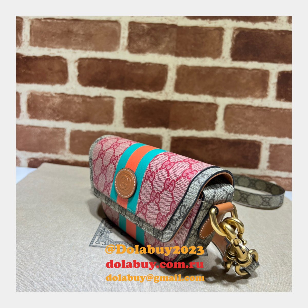 Perfect Gucci 723762 GG Top Handle Replica Web Bag