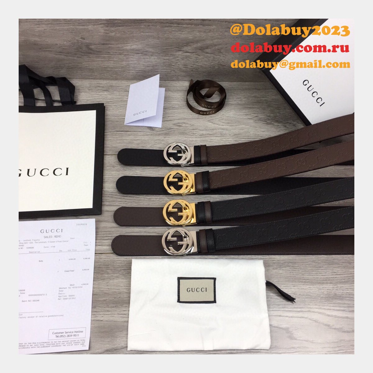 Fake Gucci 37MM Double G leather Replica belt