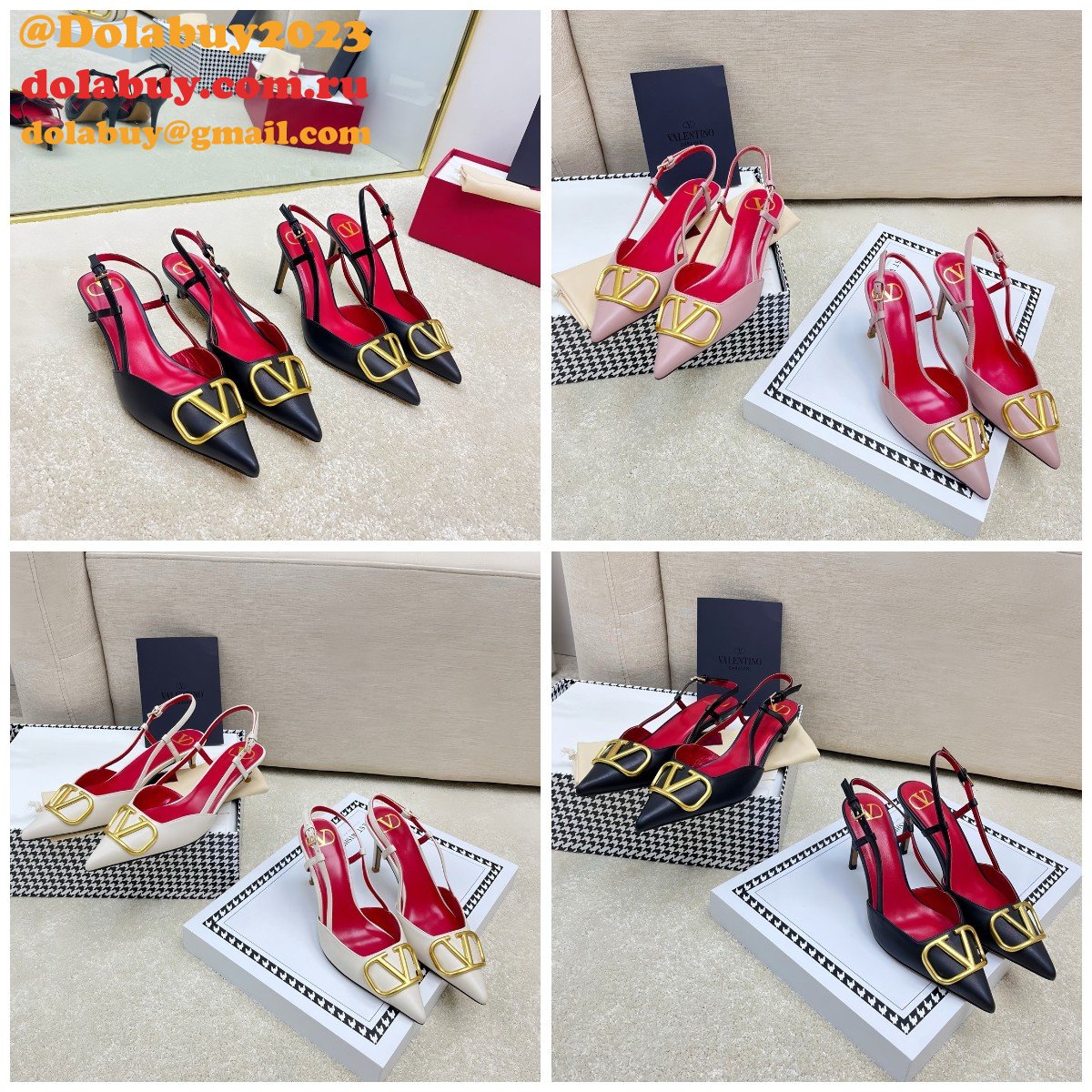 Valentino 1:1 Mirror Slingback Garavani Vlogo Pumps Fake Shoes