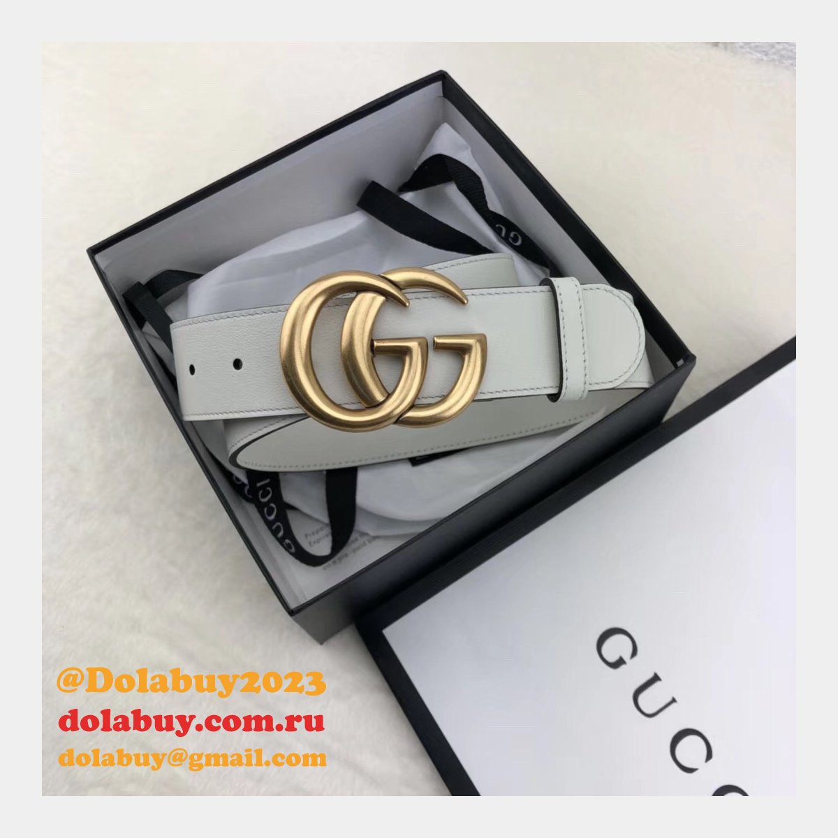 Best Gucci Replica Leather Belt With Double G White Buckle