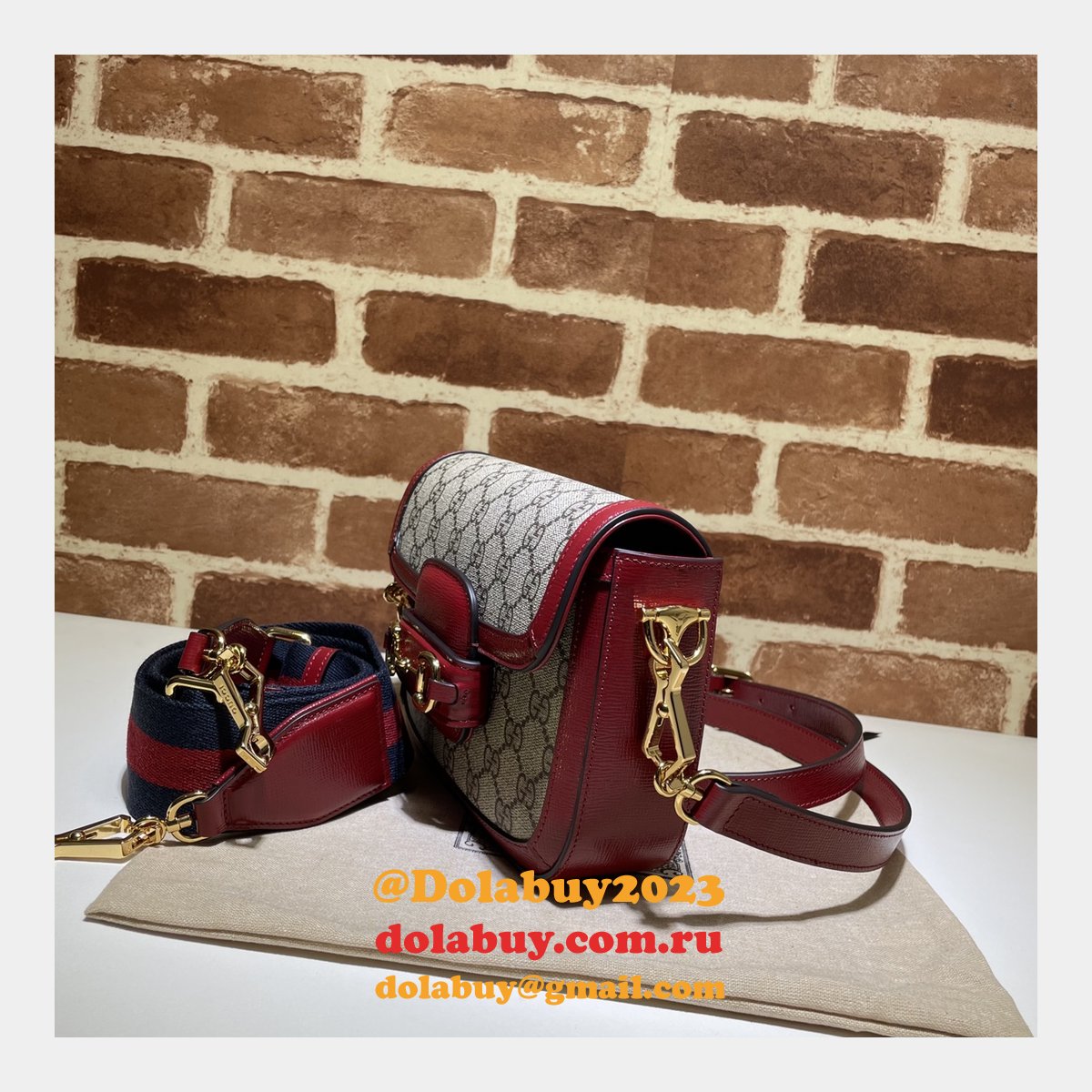 Luxury Gucci Horsebit 1955 Shoulder 658574 Red Bags for Women