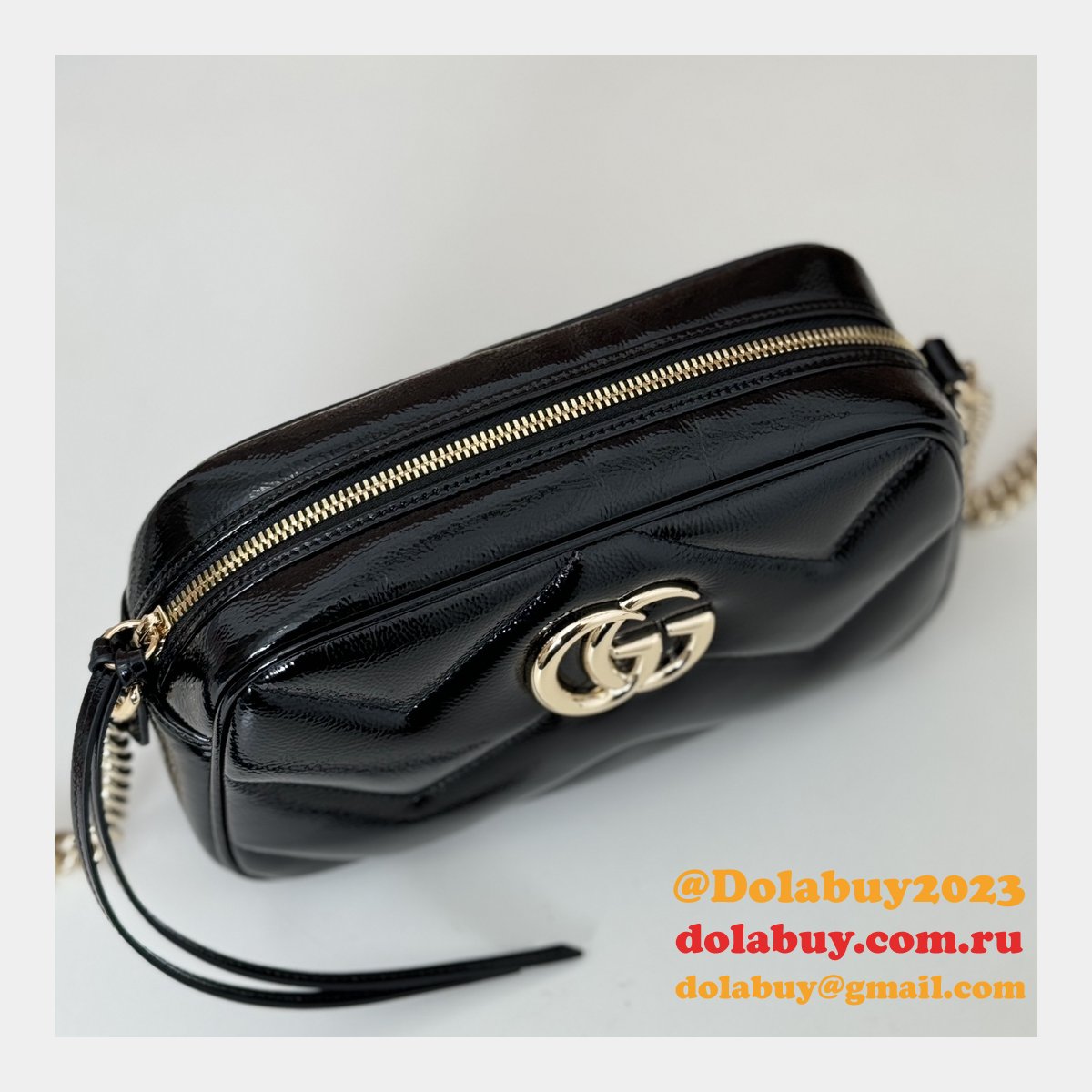 GG Marmont Gucci Duplicate Small Shoulder 802448 Black Bag