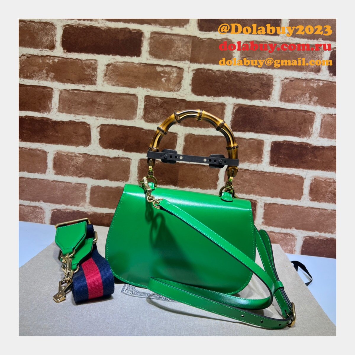 Perfect Gucci Copy 675797 Small top handle pink/green bag with Bamboo