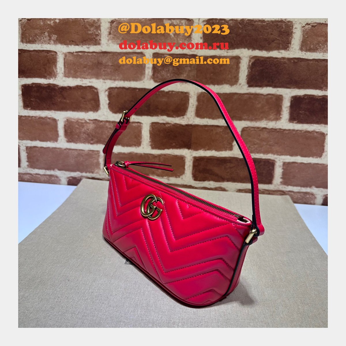 Gucci 1:1 Mirror GG Marmont 739166 Shoulder Red Fake Bag