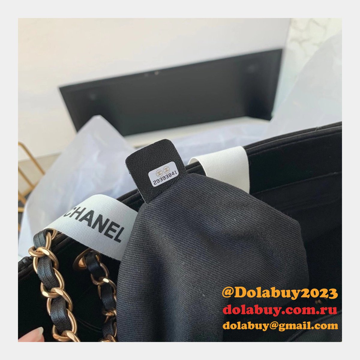 CC Small Shopping Replica Black Bag calfskin & gold-tone metal