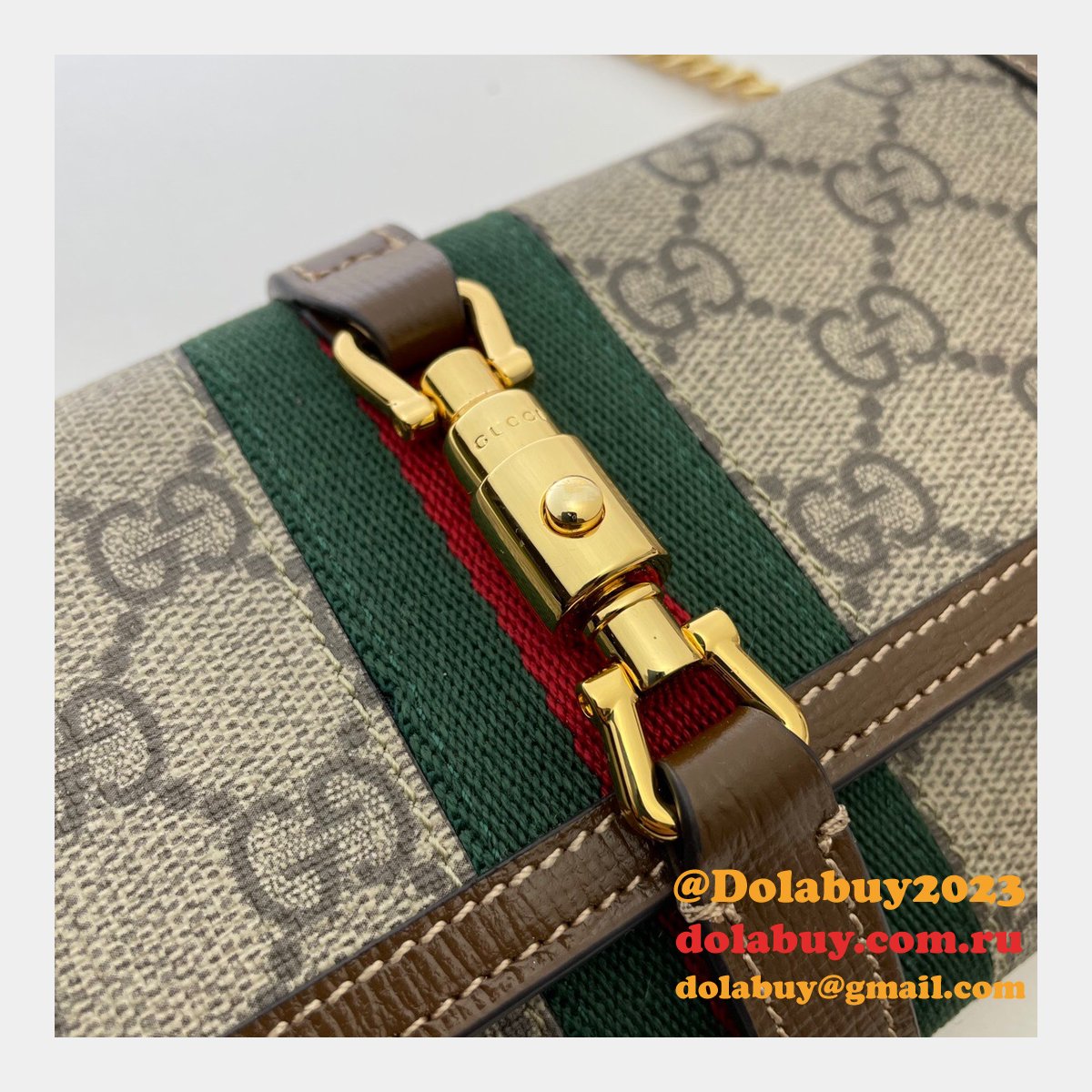 Gucci Replica Brown Jackie 1961 chain wallet 652681 bag