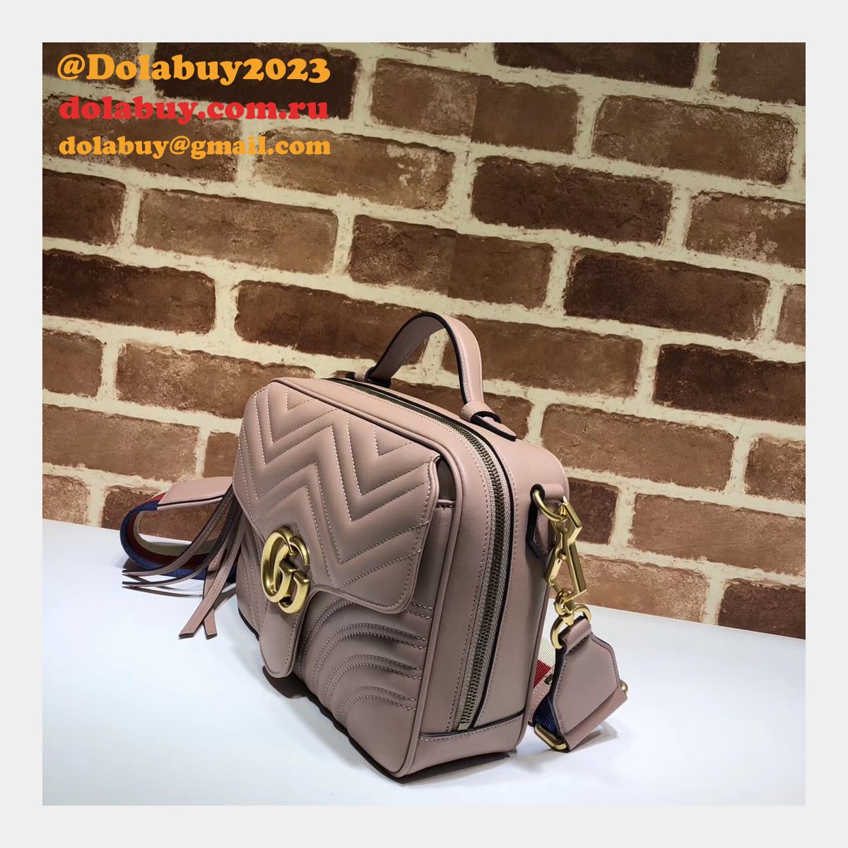 Top Quality Gucci Replica 498100 Leather GG Marmont Small Shoulder Bag
