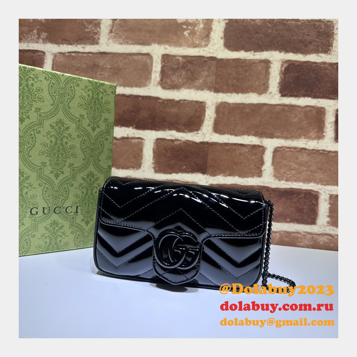 High Quality GG Marmont Super Replica Gucci 476433 Black Bag