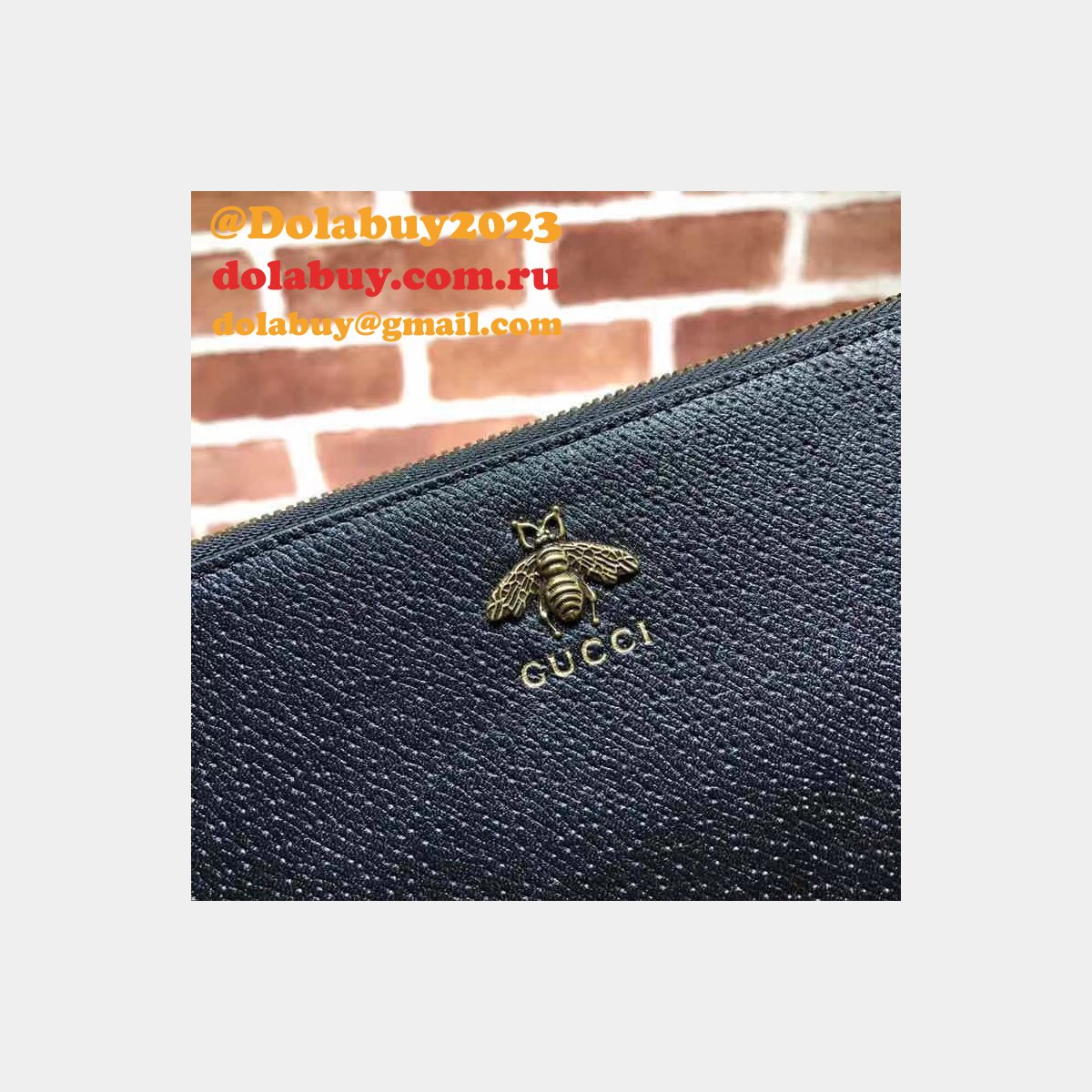 Luxury Gucci 523684 Animalier leather pouch  Black