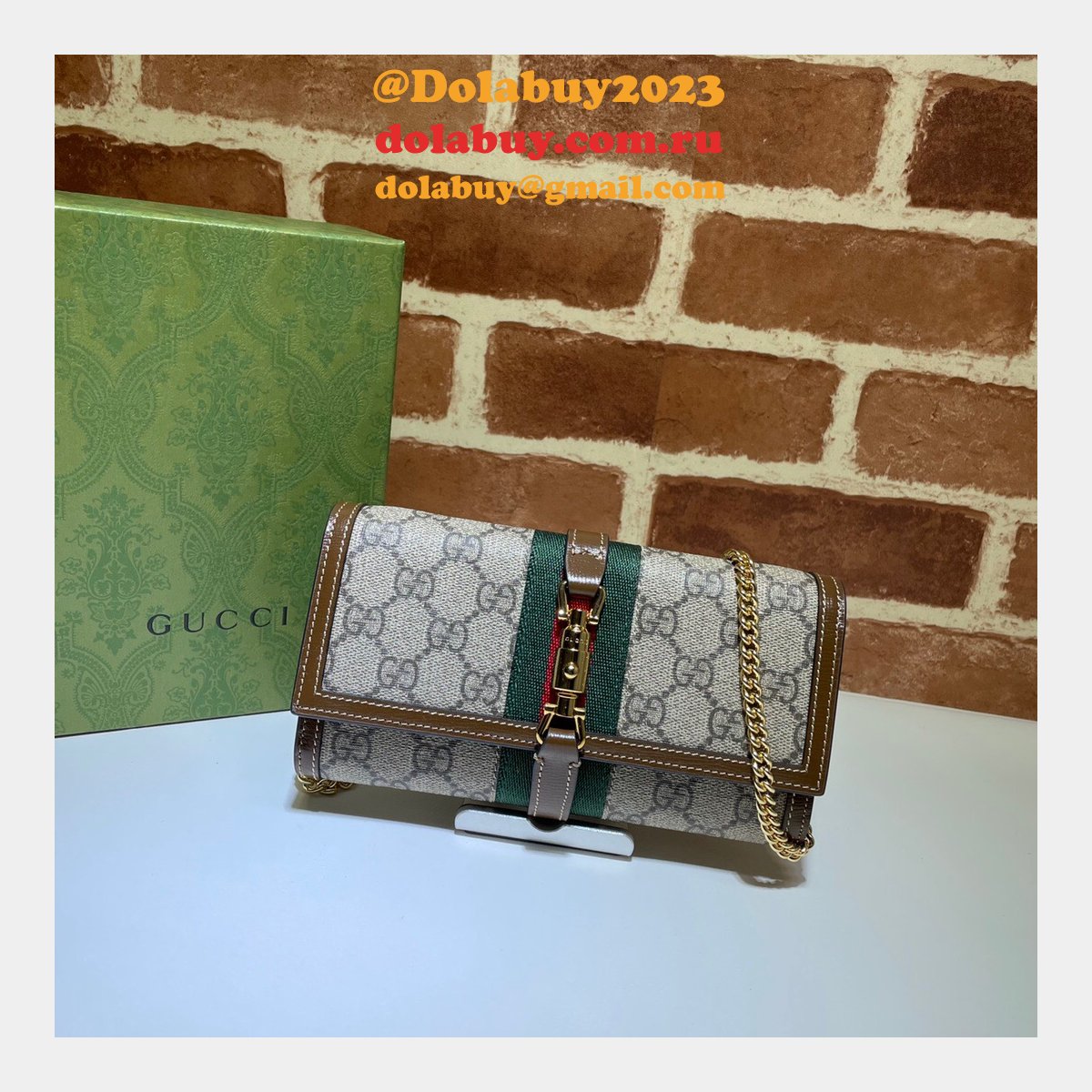 Gucci Replica Brown Jackie 1961 chain wallet 652681 bag