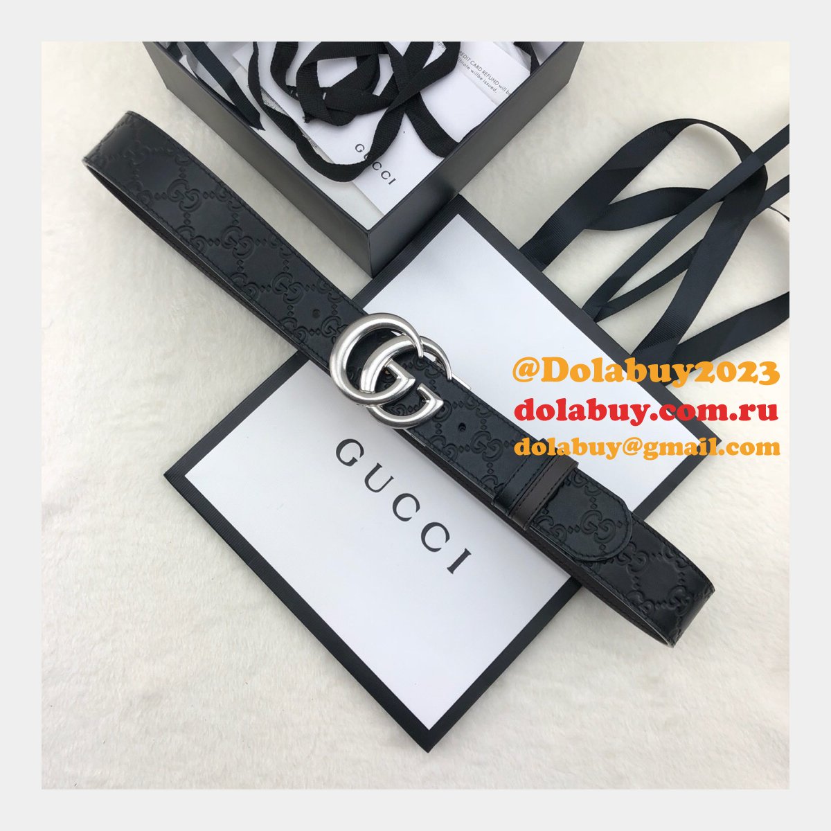 Gucci Belt With Double G Buckle 38mm-2 Black Fake