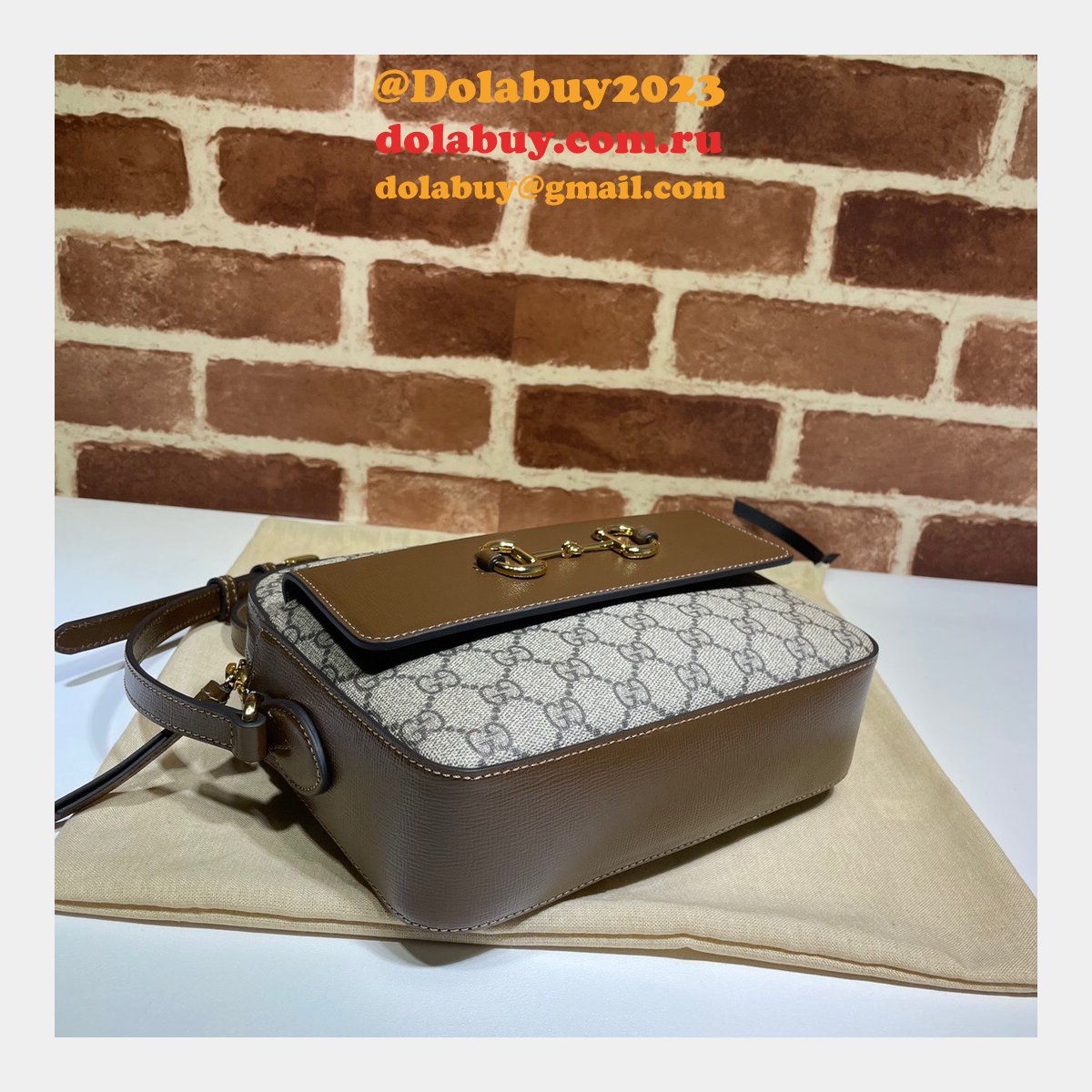 Gucci Replica Horsebit 1955 Small Brown or White Leather Shoulder 645454 Bag
