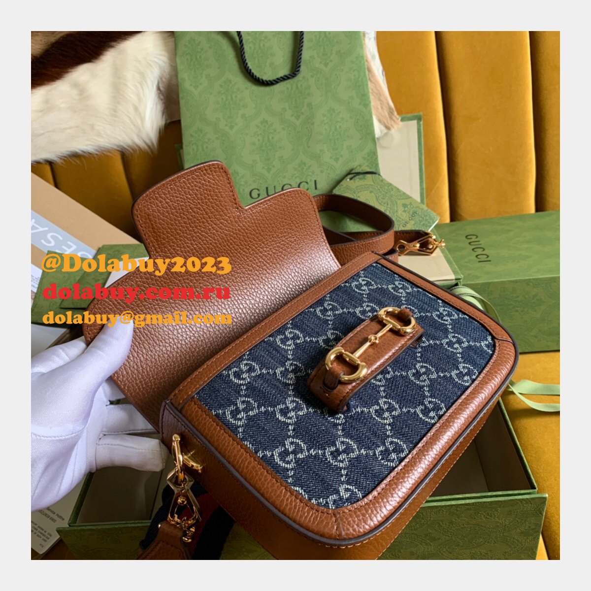 High Quality Gucci Replica Horsebit 1955 mini bag 658574 GG Supreme canvas