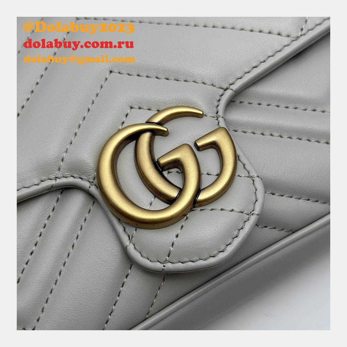 Designer Crossbody Gucci Copy 751526 GG Marmont Light-Grey Bag