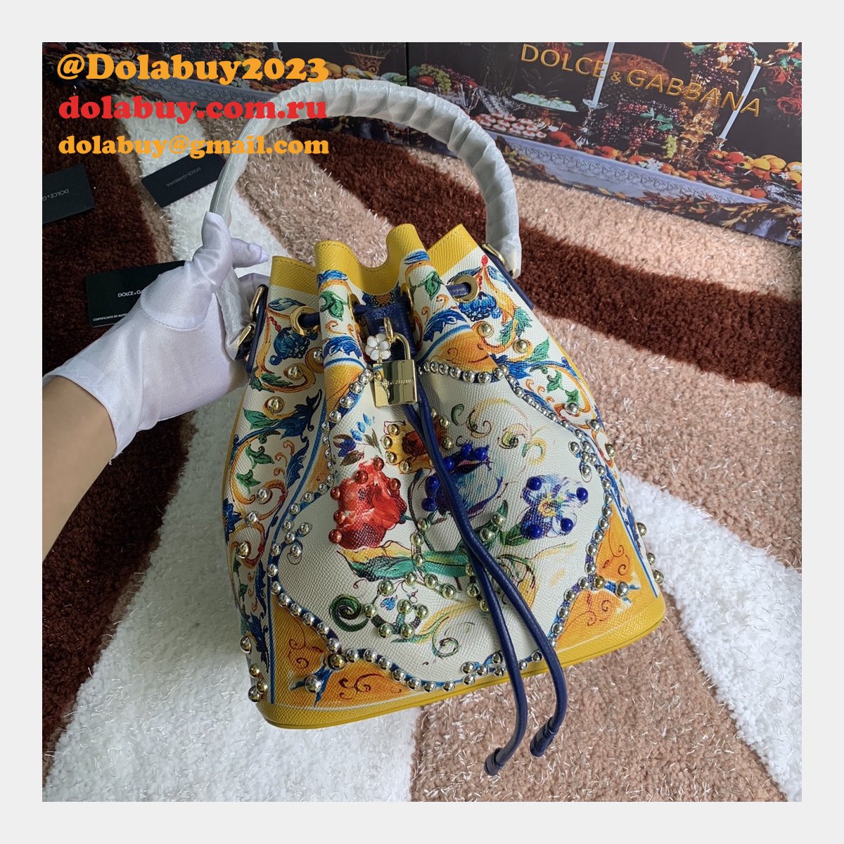 Multicolor Majolica 5500 Bucket Sling Fake Dolce & Gabbana Bag