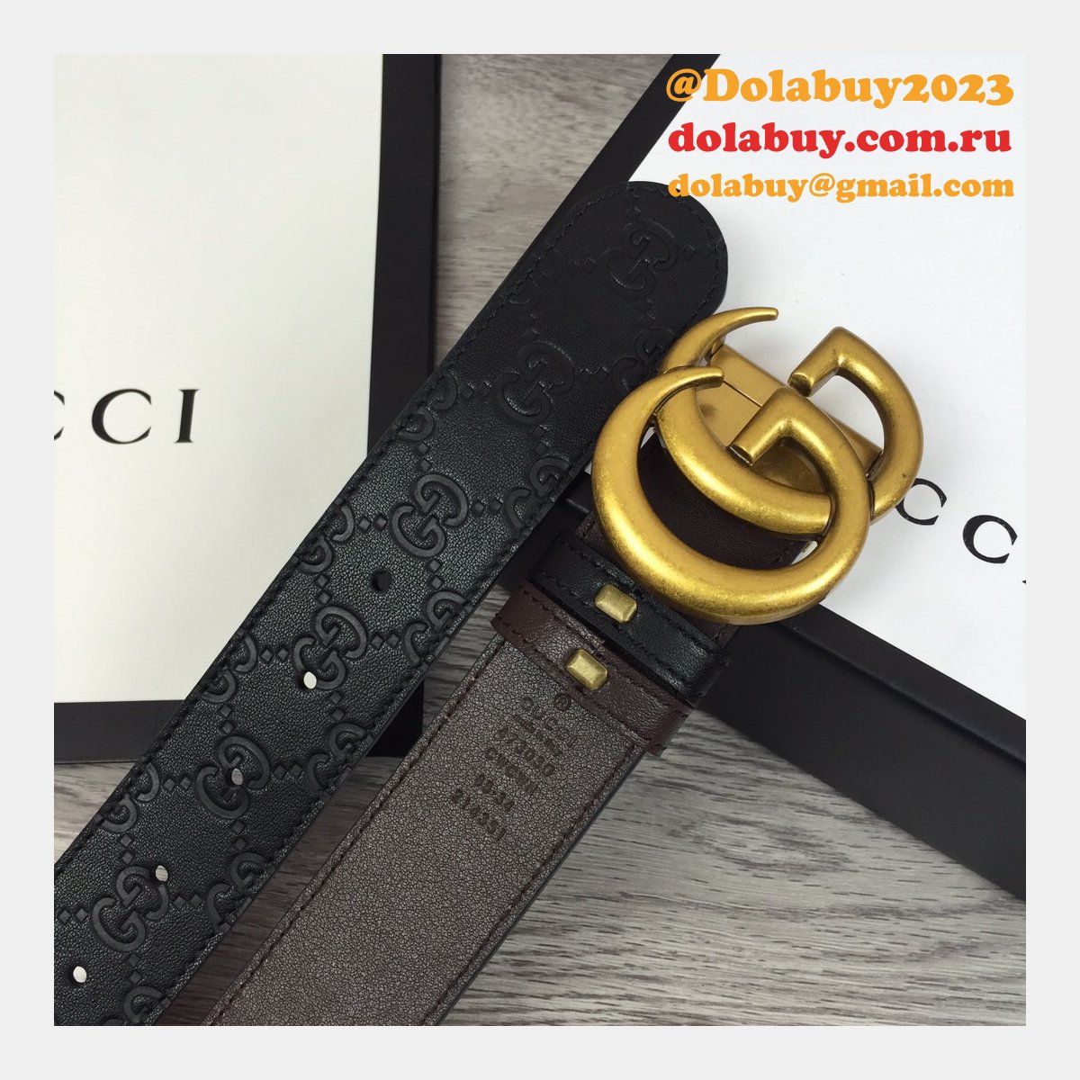 Gucci Belt With Double G Buckle 37MM-1 Knockoff