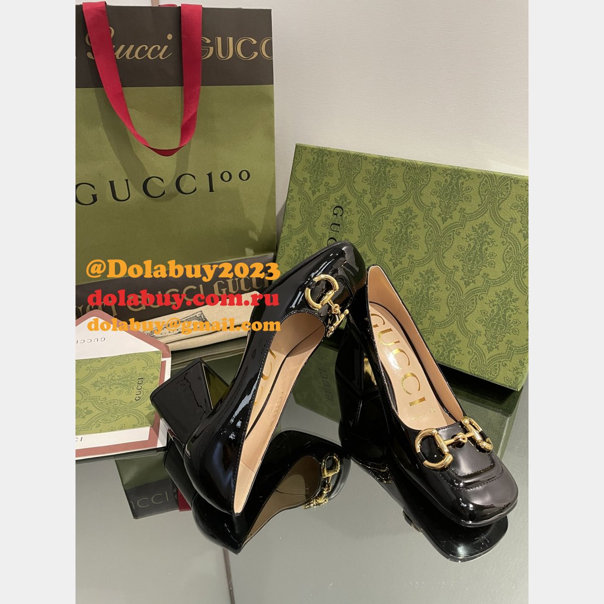Pump Patent Heels Ballet Flat Horsebit Replica Gucci Shoes