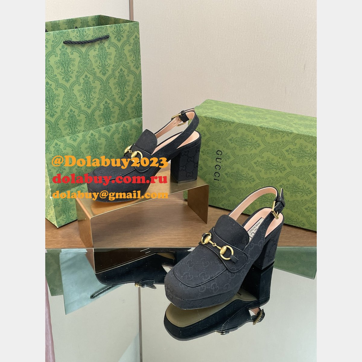 Lady Horsebit GG Gucci Replicas Slingback Pumps Shoes