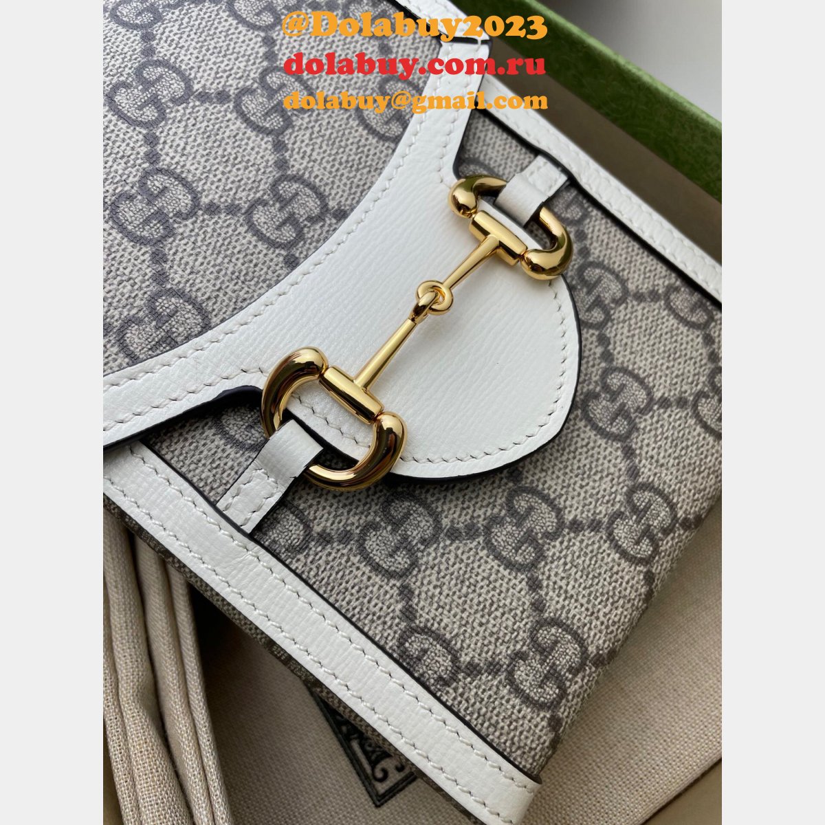 White Replica Gucci Horsebit 1955 mini Top Quality 625615 bag